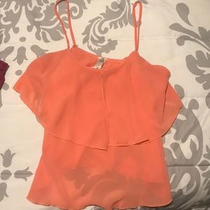 Women’s Orange Ruffle Tank Top